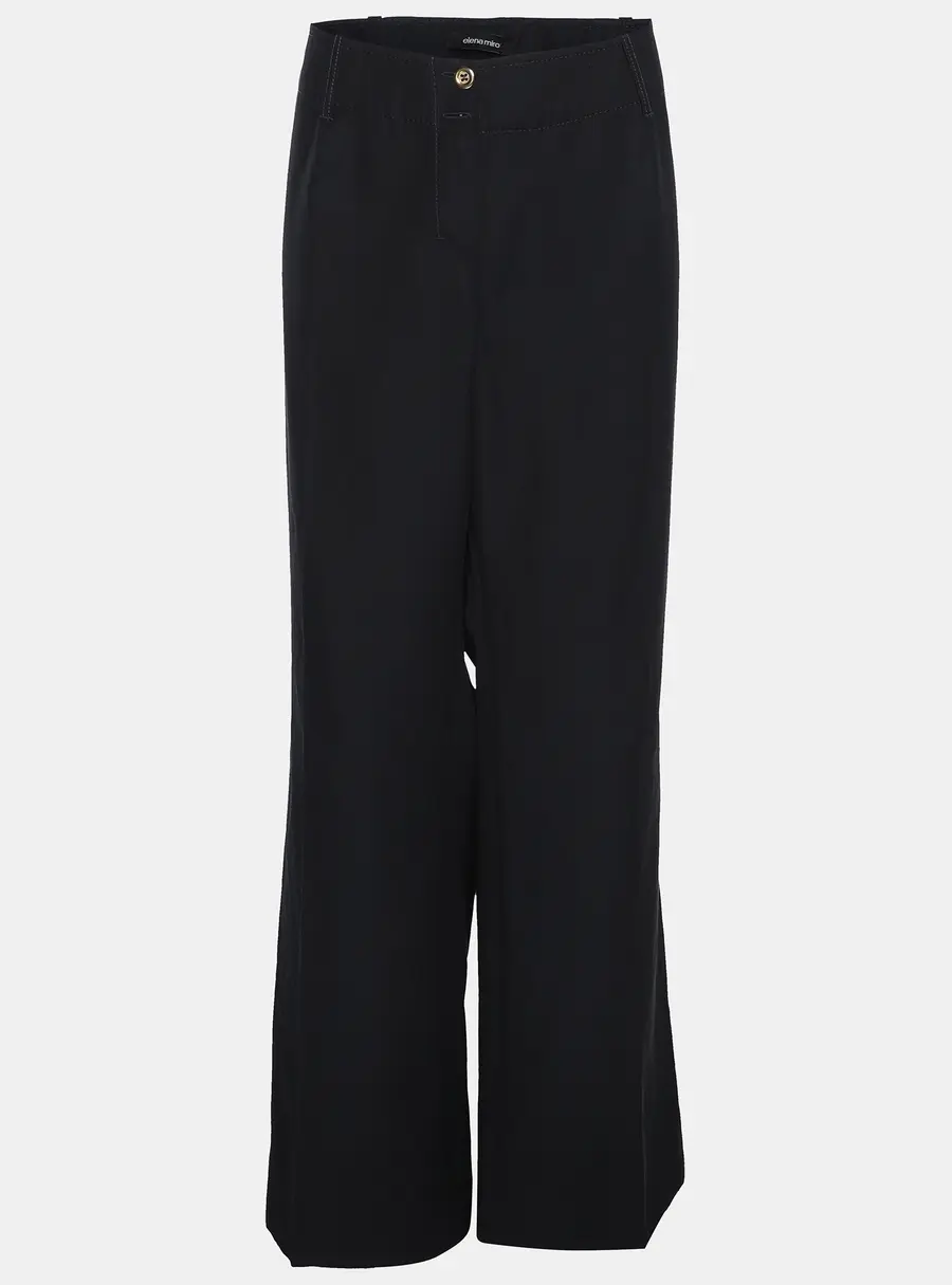 Elena Miro Navy Blue Cotton Straight Pants XXL