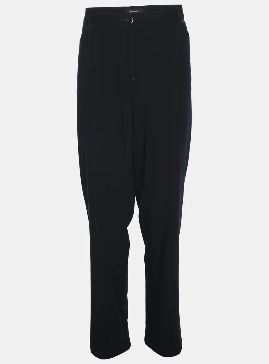 Elena Miro Navy Blue Satin Pocket Embellished Trousers XL