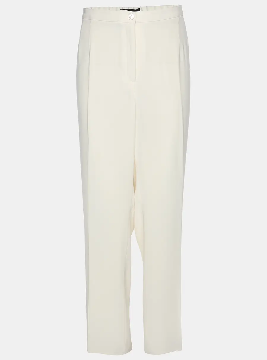 Elena Miro Cream Satin Straight Leg Trousers XL
