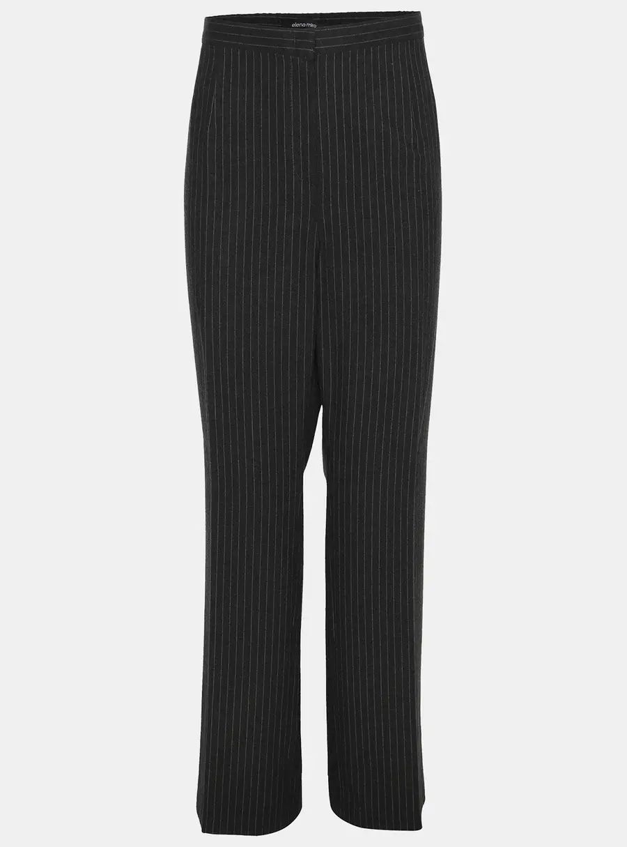 Elena Miro Dark Grey Striped Fabric Trousers XXL