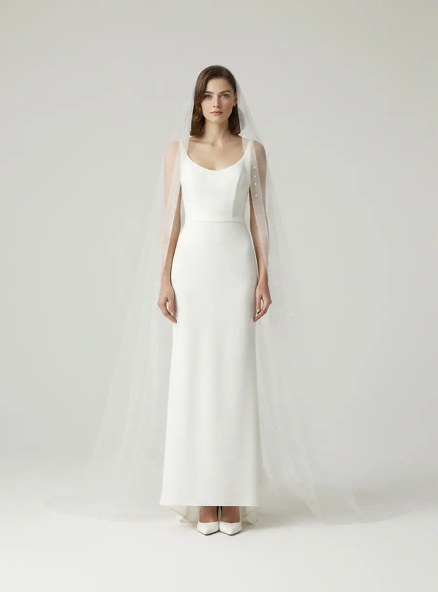 Elie Saab White Embellished Tulle Wedding Veil One Size