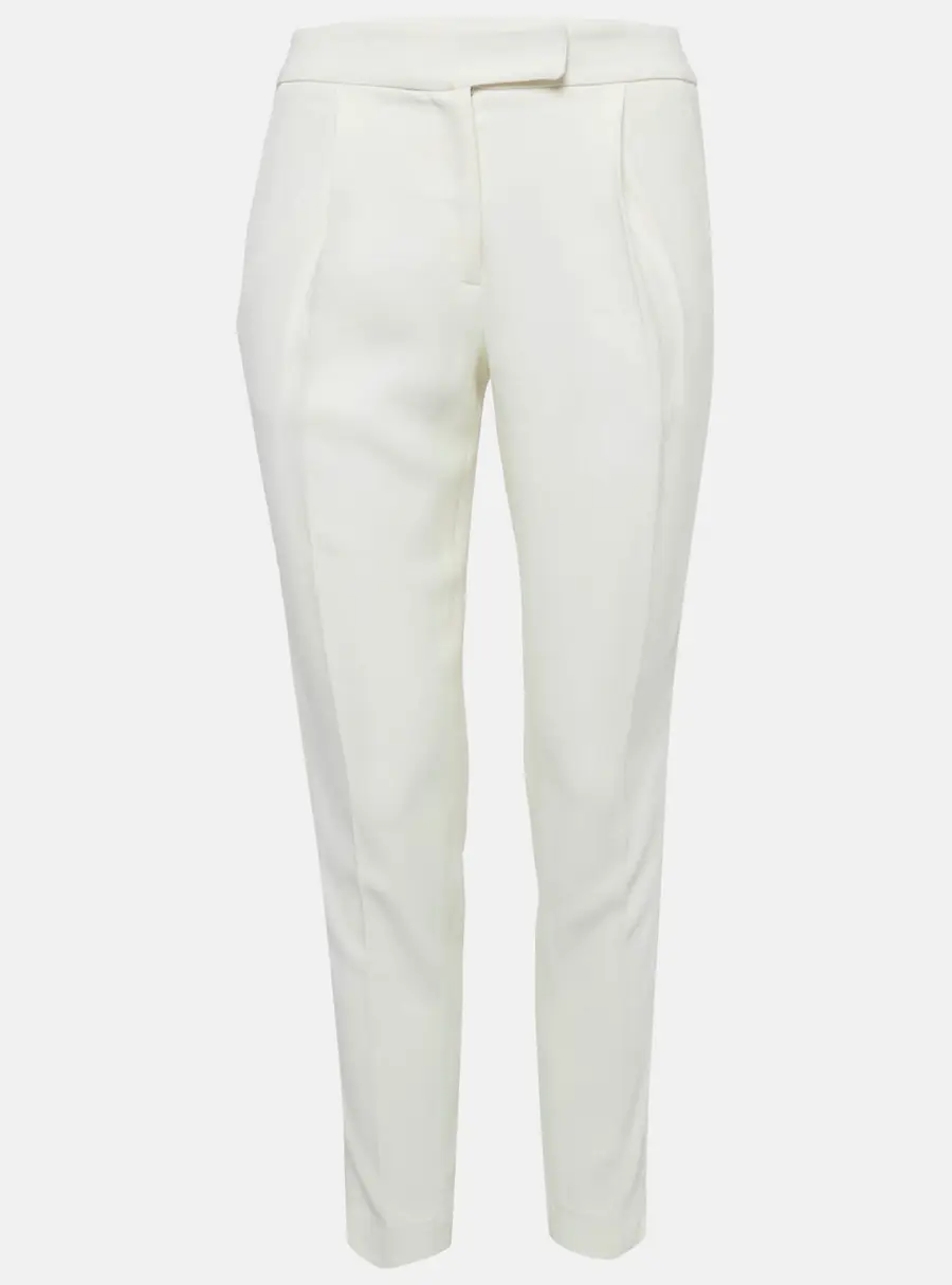 Elie Saab White Side Stripe Crepe Trousers S