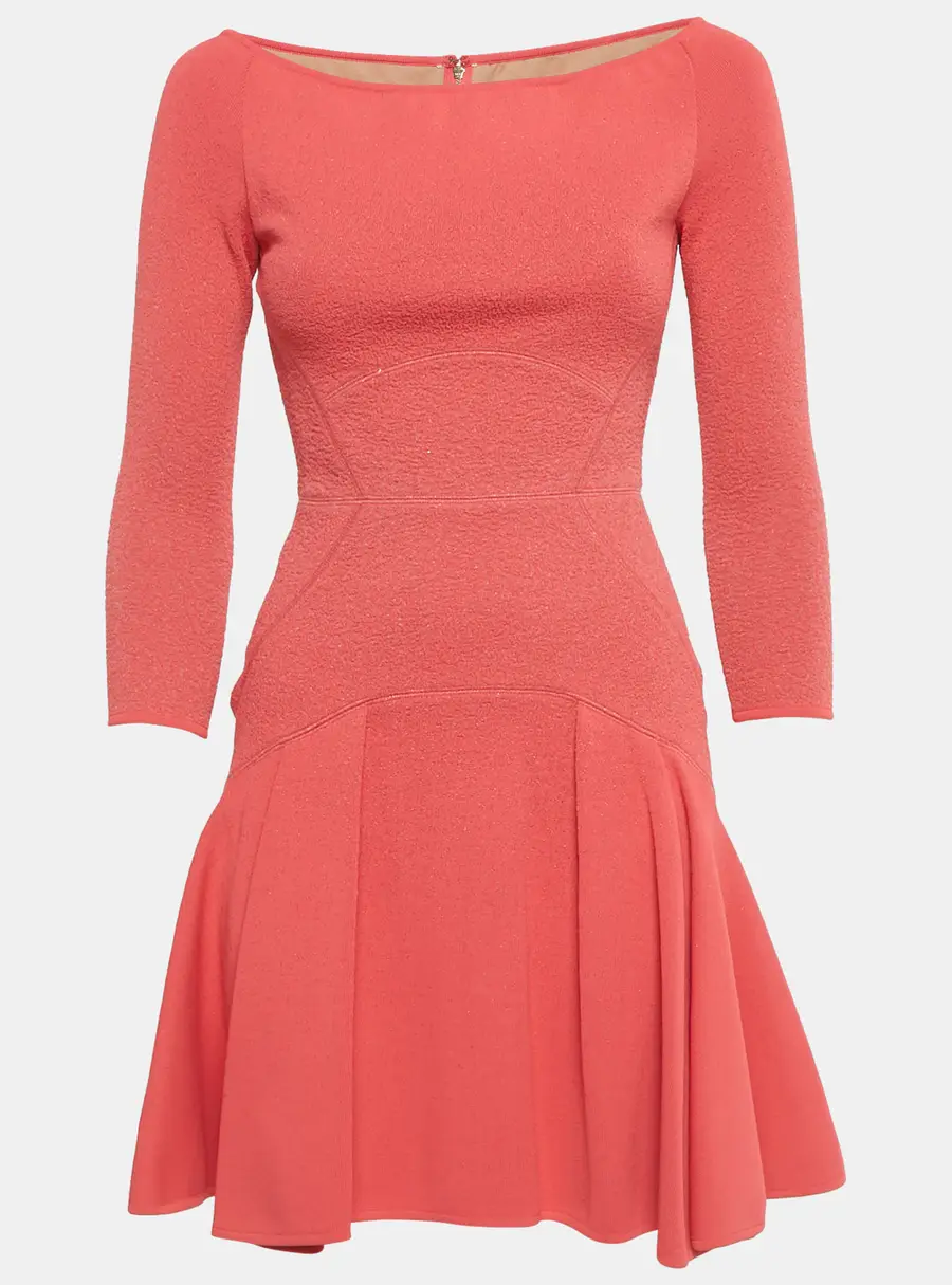 Elie Saab Pink Textured Lurex Knit Mini Dress S