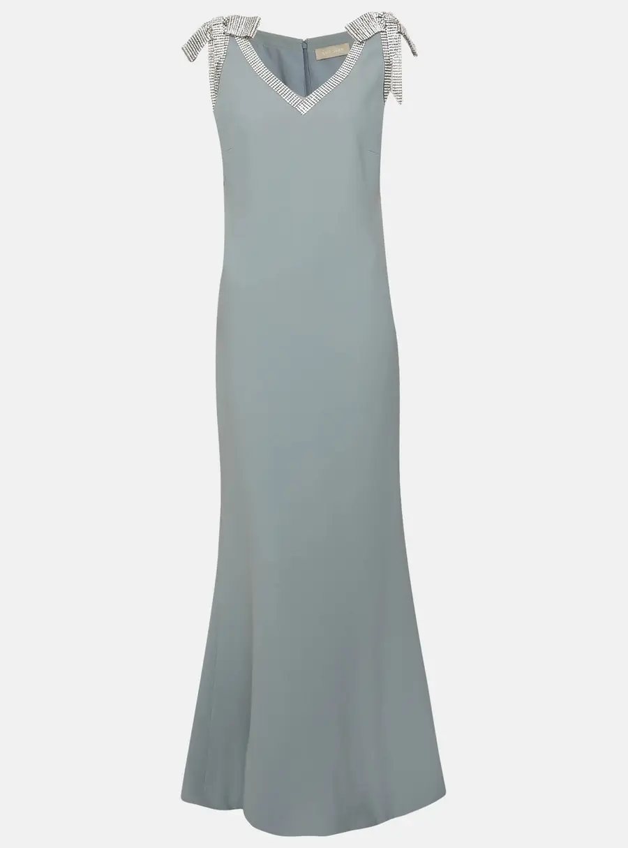 Elie Saab Light Blue Stretch Crepe Maxi Dress L