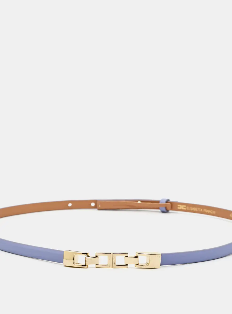 Elisabetta Franchi Purple Faux Leather Slim Belt 42