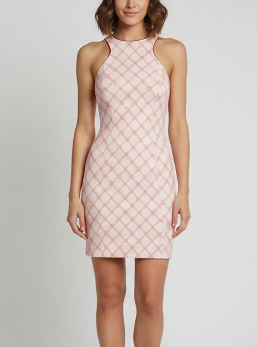 Elisabetta Franchi Pink Monogram Crepe Sleeveless Mini Dress S