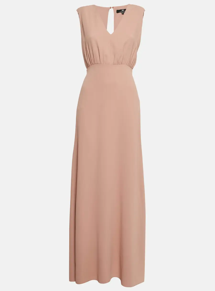Elisabetta Franchi Beige Crepe Sleeveless Maxi Dress M