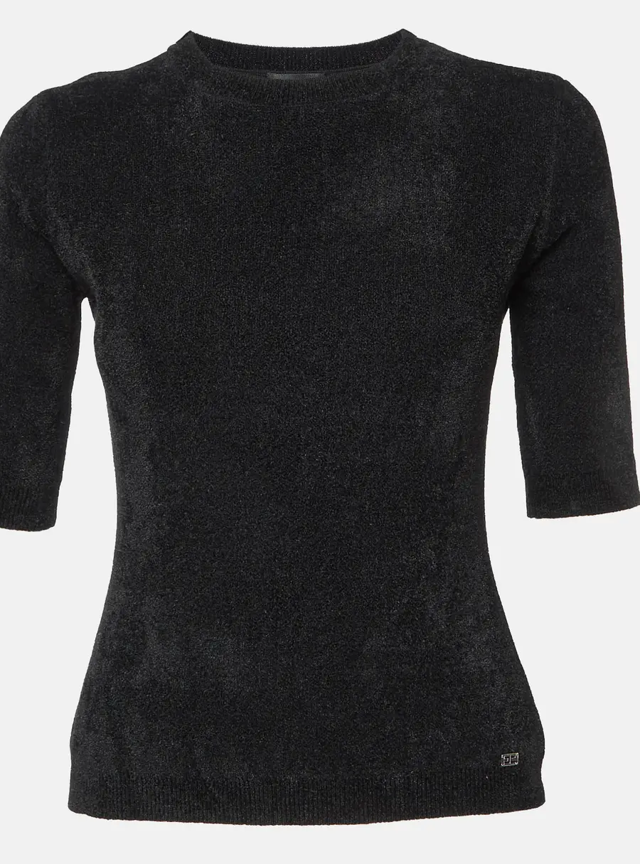 Elisabetta Franchi Black Knit Round Neck Sweater M