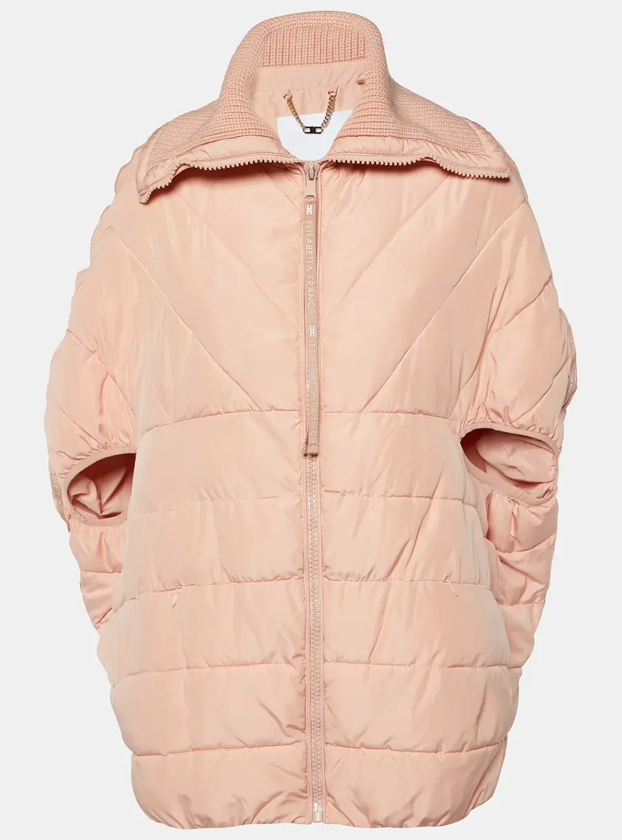 Elisabetta Franchi Peach/Orange Zip-Up Puffer Jacket S