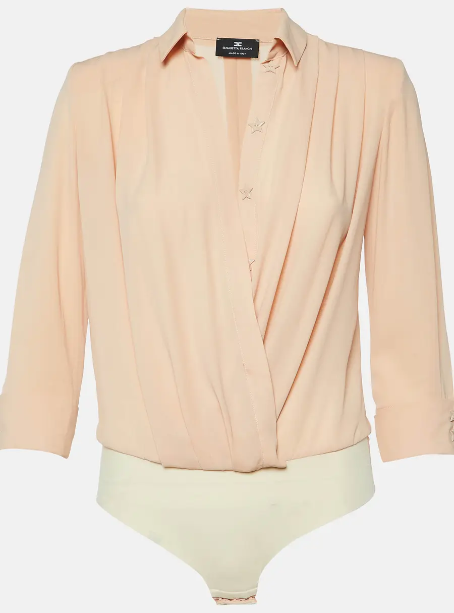 Elisabetta Franchi Peach Orange Georgette Bodysuit S