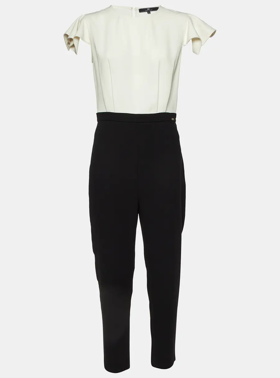 Elisabetta Franchi Monochrome Crepe Pleated Jumpsuit XL