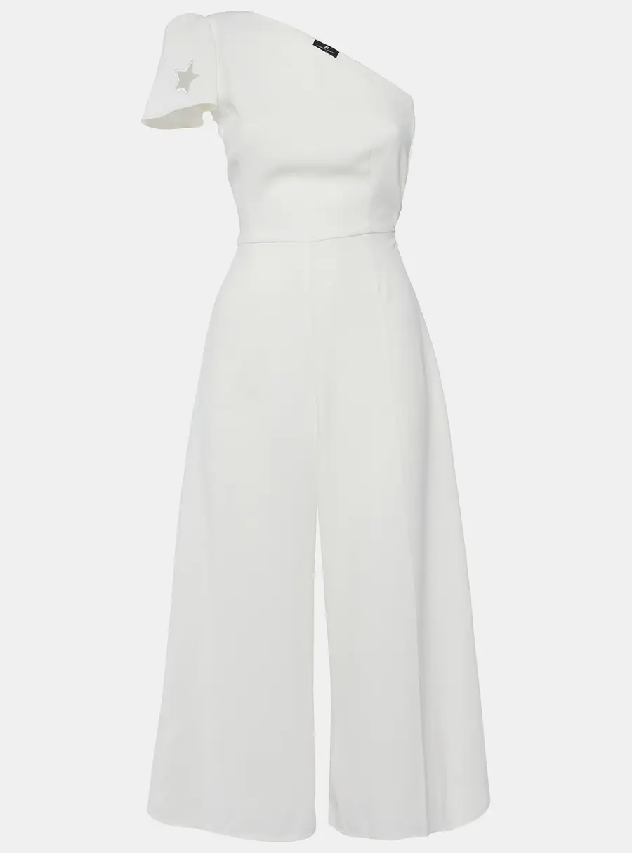 Elisabetta Franchi White Crepe One-Shoulder Jumpsuit S