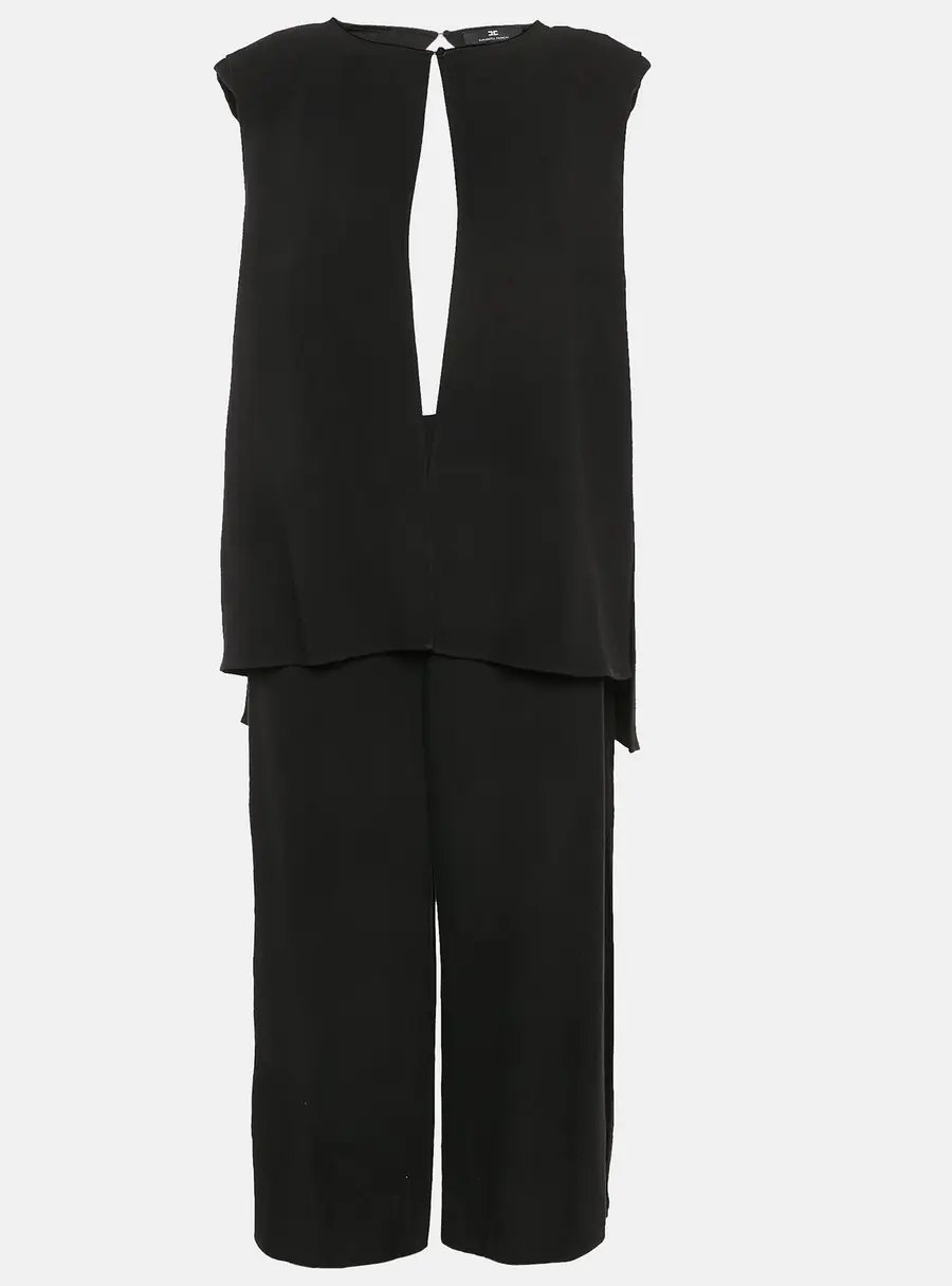 Elisabetta Franchi Black Crepe Sleeveless Jumpsuit M