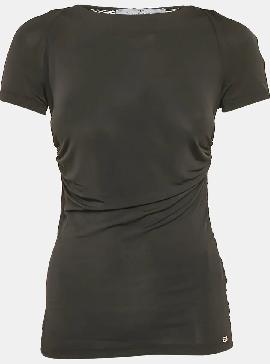 Elisabetta Franchi Black Jersey Ruched Top S