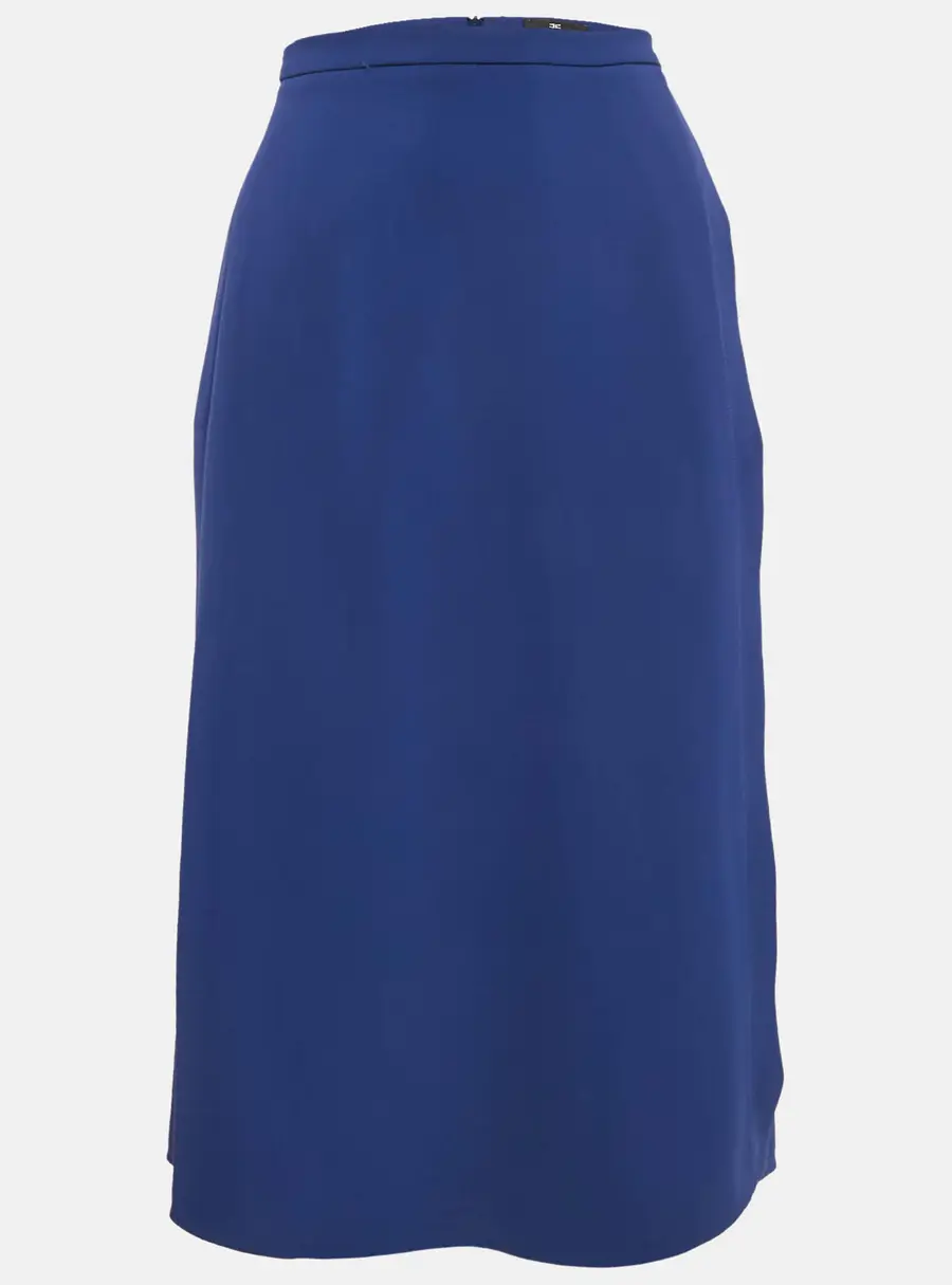 Elisabetta Franchi Blue Crepe Faux Wrap Midi Skirt M