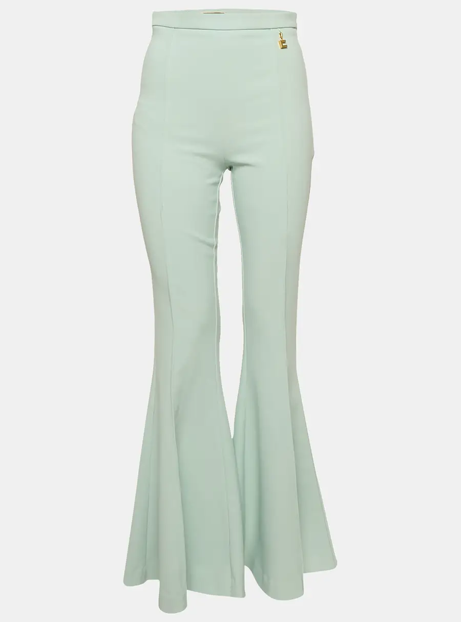 Elisabetta Franchi Mint Green Crepe Flared Leg Trousers M