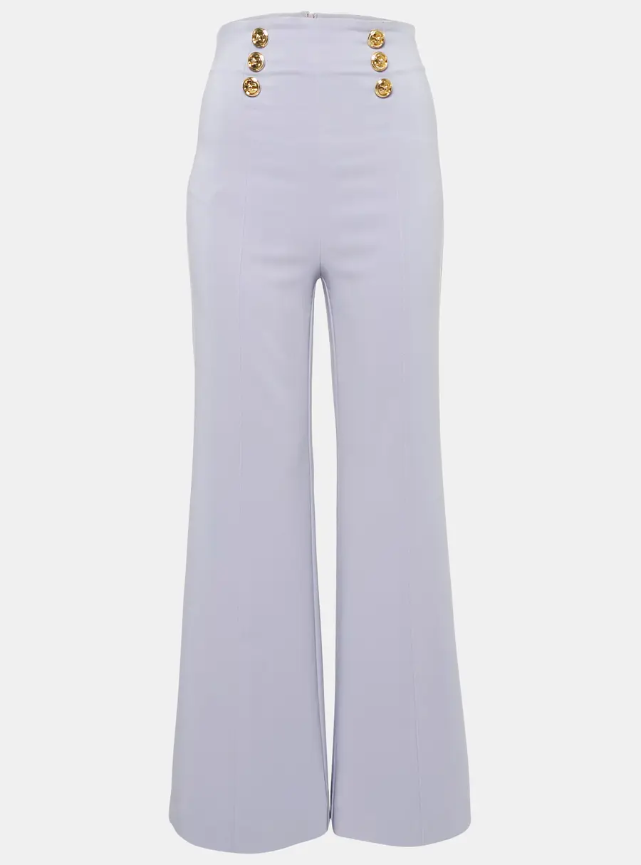 Elisabetta Franchi Lavender Crepe Button Detail Flared Trousers S