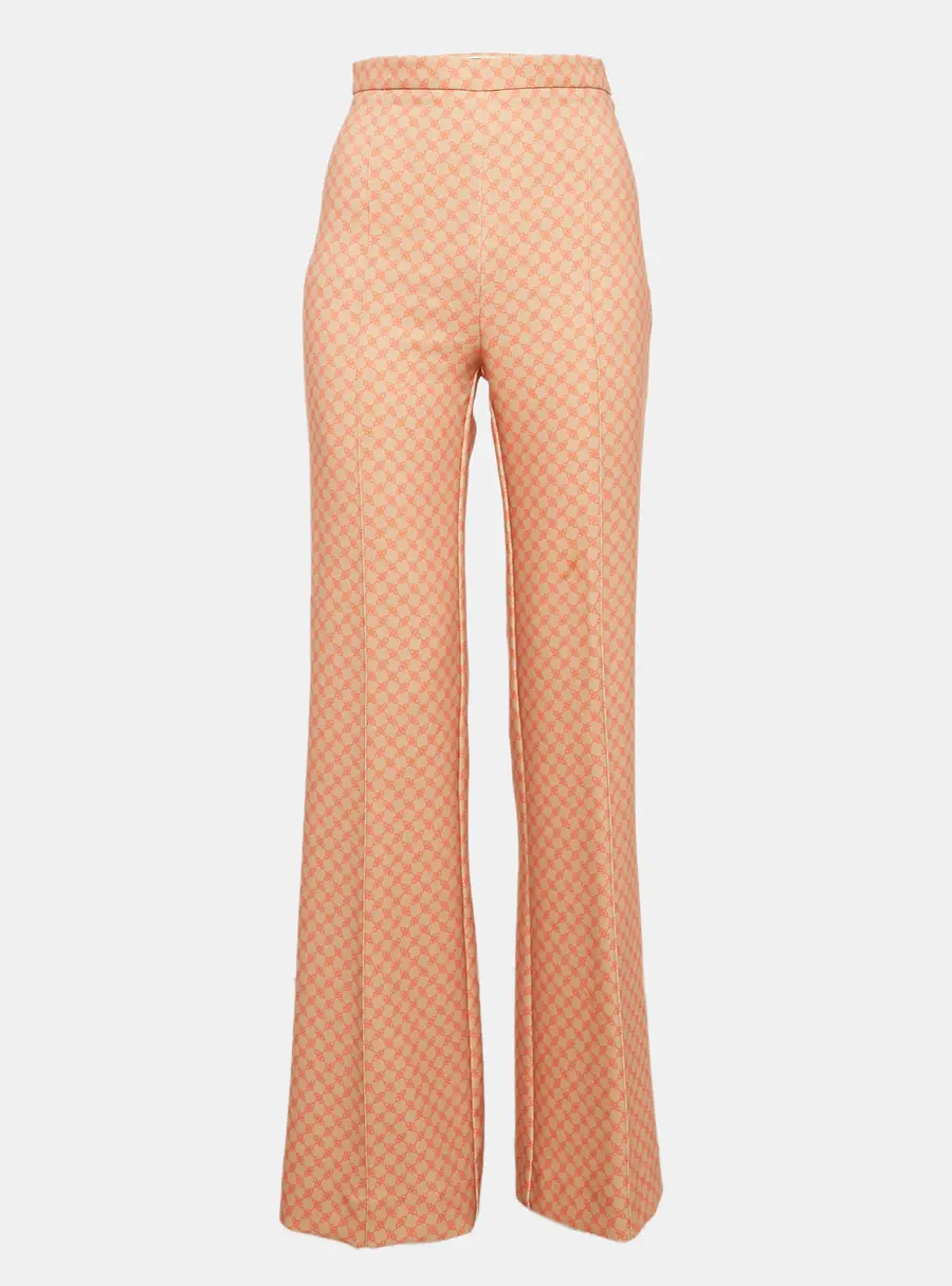 Elisabetta Franchi Orange Printed Crepe High Rise Trousers S