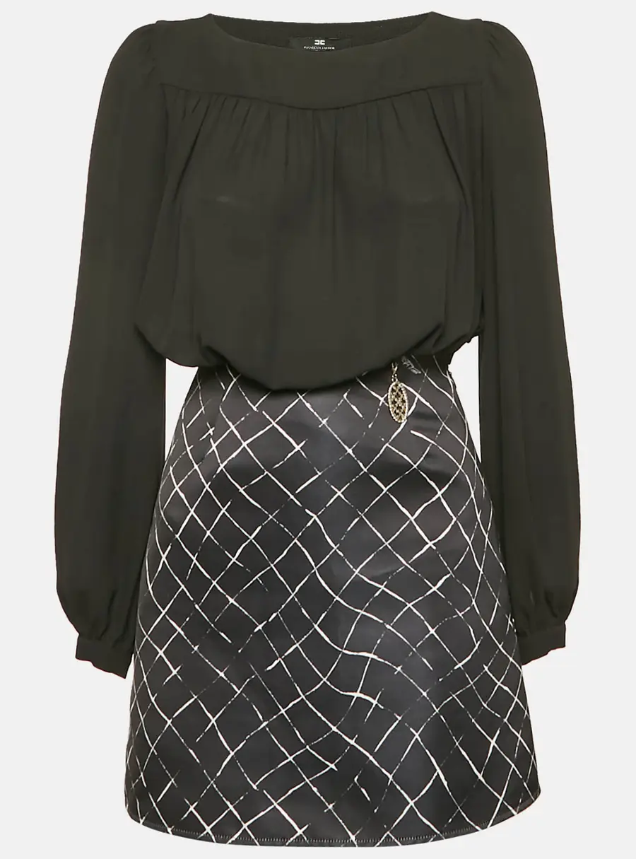 Elisabetta Franchi Black Silk and Satin Detachable Dress S