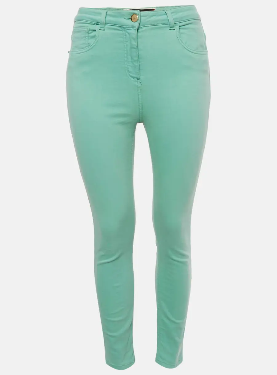 Elisabetta Franchi Green Cotton High Rise Skinny Jeans M Waist 26"