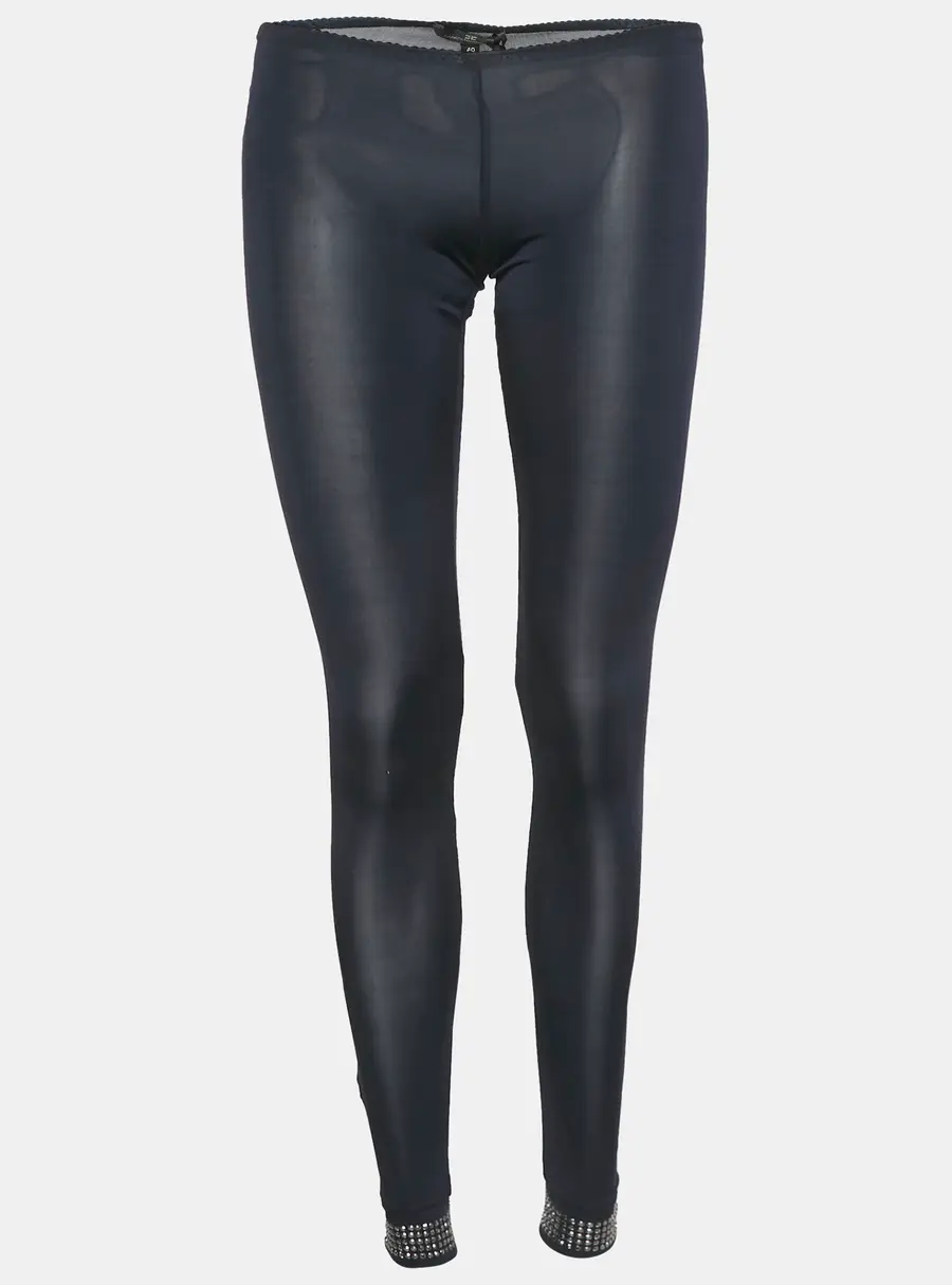Elisabetta Franchi Navy Blue Jersey Studded Hem Leggings M
