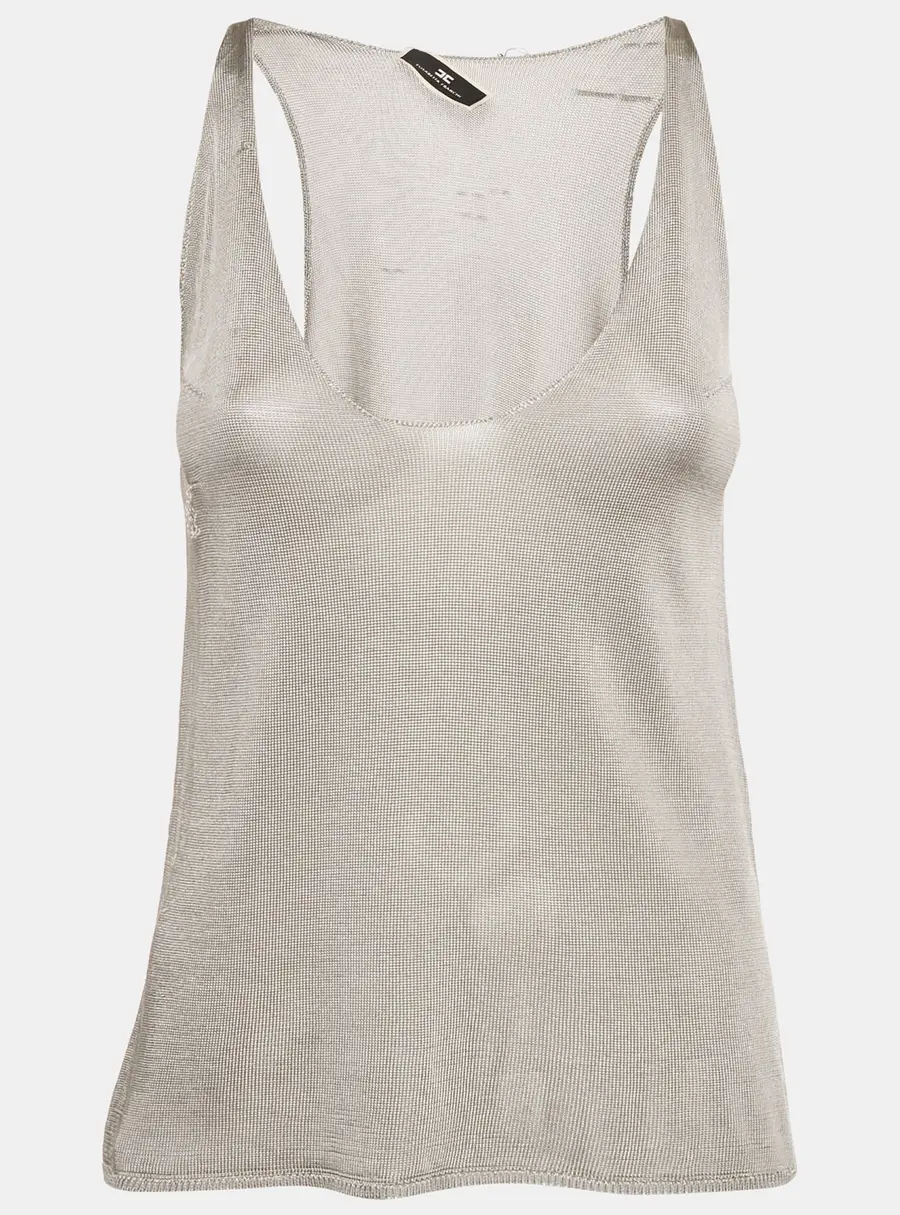 Elisabetta Franchi Grey Rib Knit Tank Top M