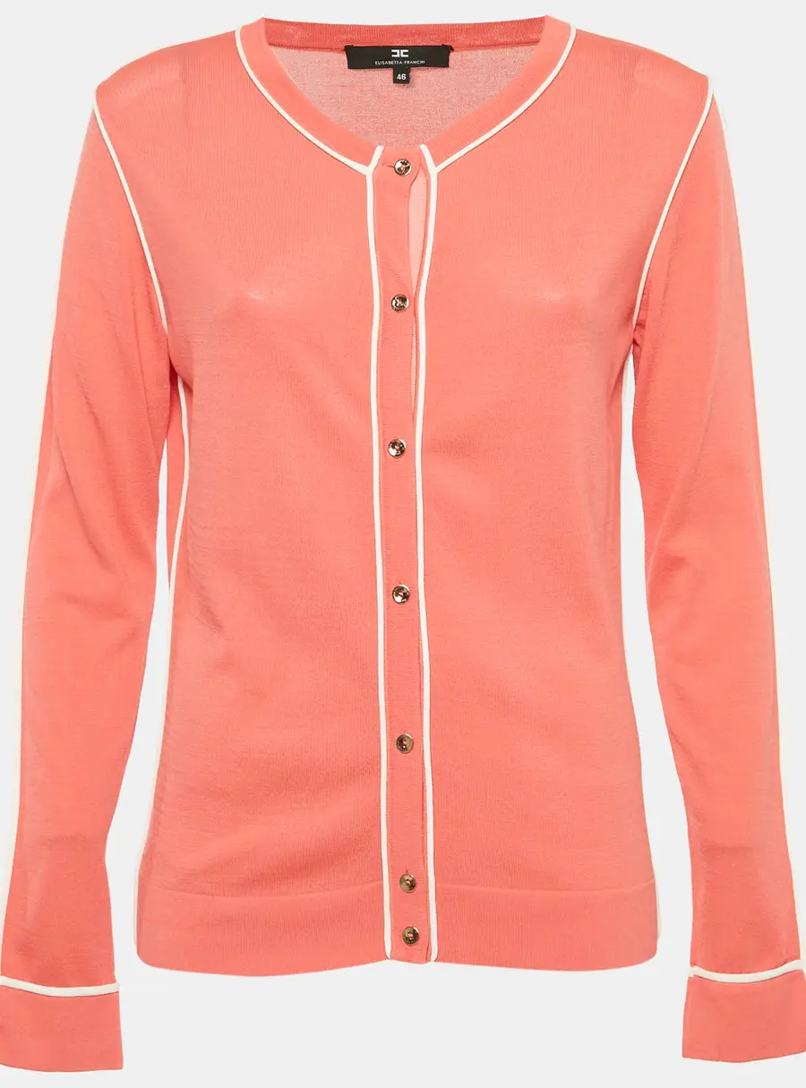 Elisabetta Franchi Pink Knit Cardigan L