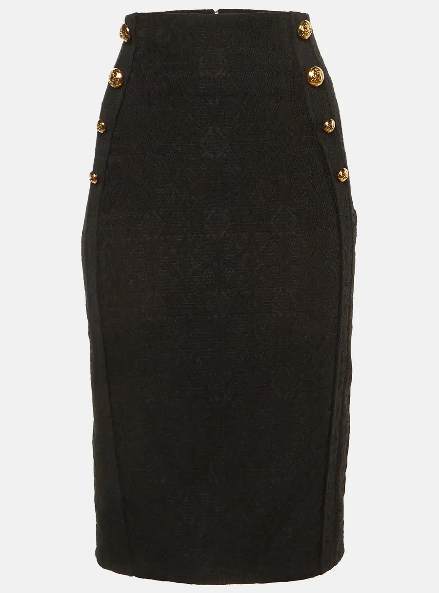 Elisabetta Franchi Black Lace Pencil Skirt S