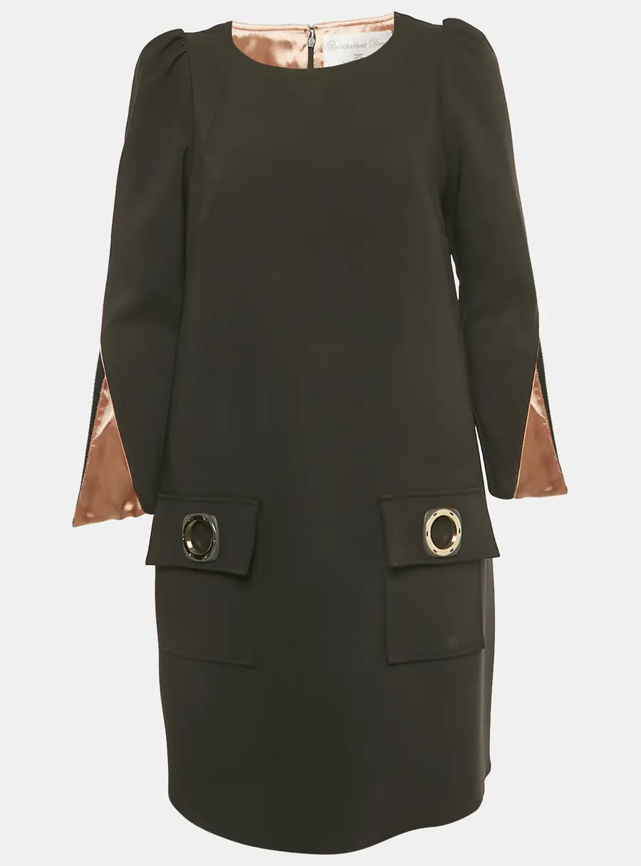 Elisabetta Franchi Black Crepe Passepartout Dress M