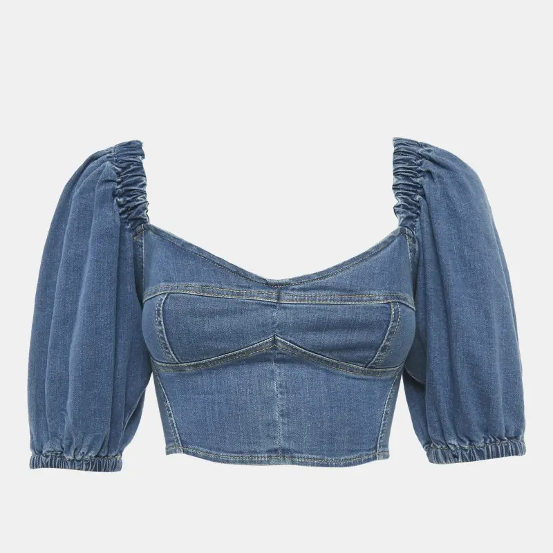 Elisabetta Franchi Denim Crop Top S