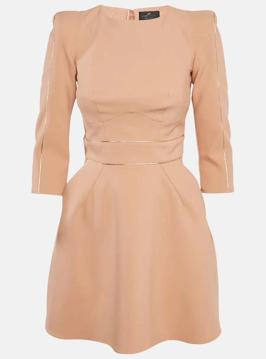 Elisabetta Franchi Salmon Pink Crepe Shoulder Padded Mini Dress S
