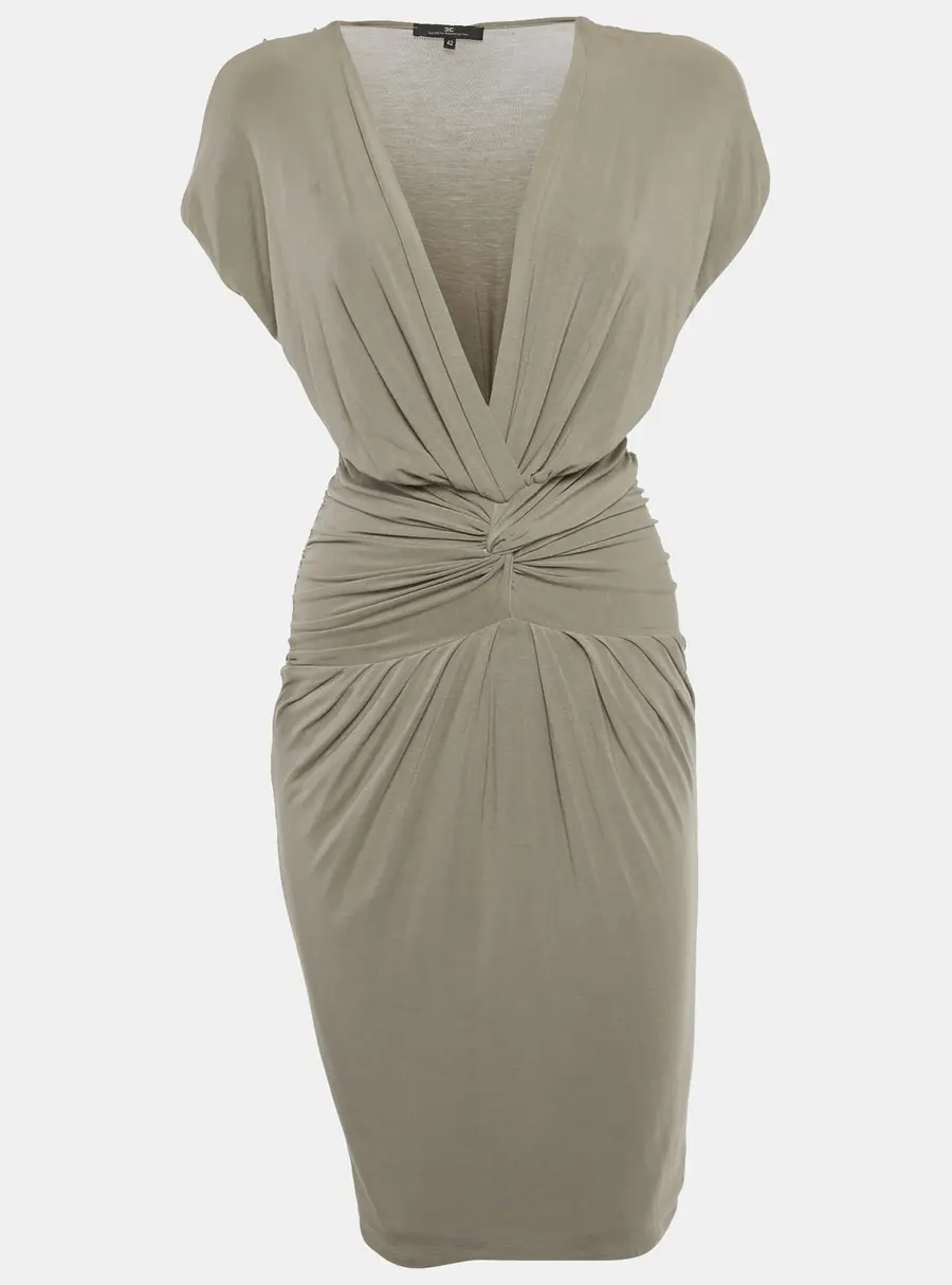 Elisabetta Franchi Grey Jersey Draped Short Dress M