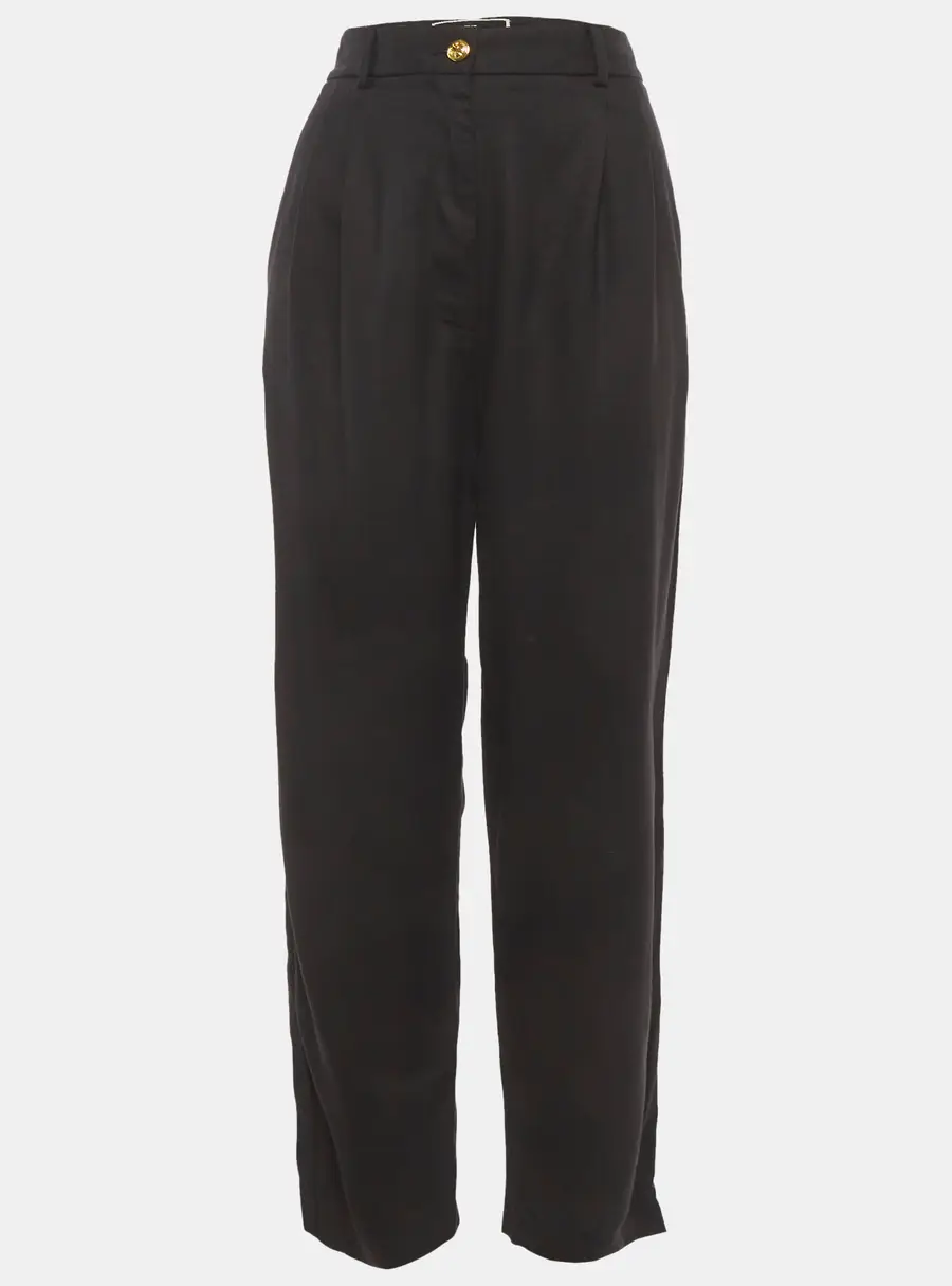 Elisabetta Franchi Black Gabardine Pleated Trousers M
