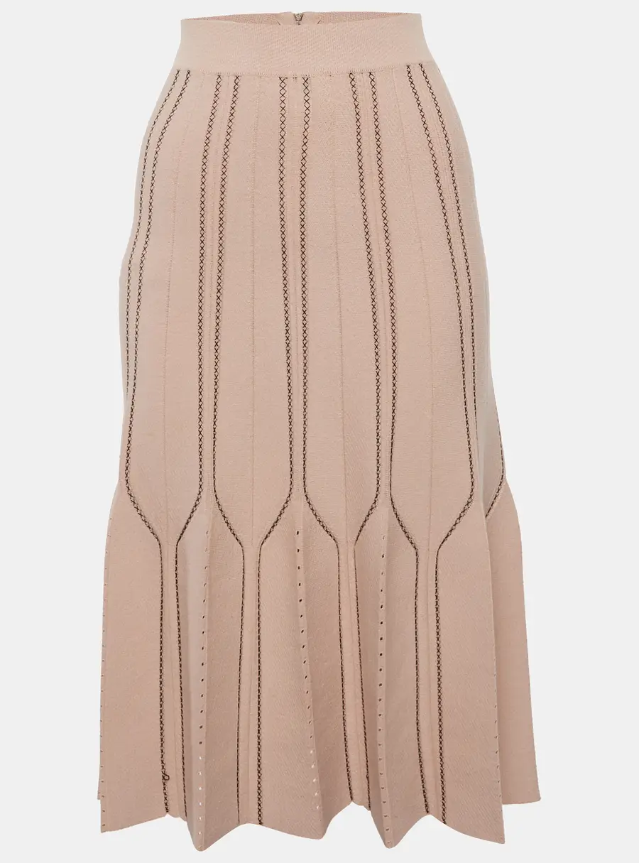 Elisabetta Franchi Beige Knit Gonna Di Maglia Mini Skirt S