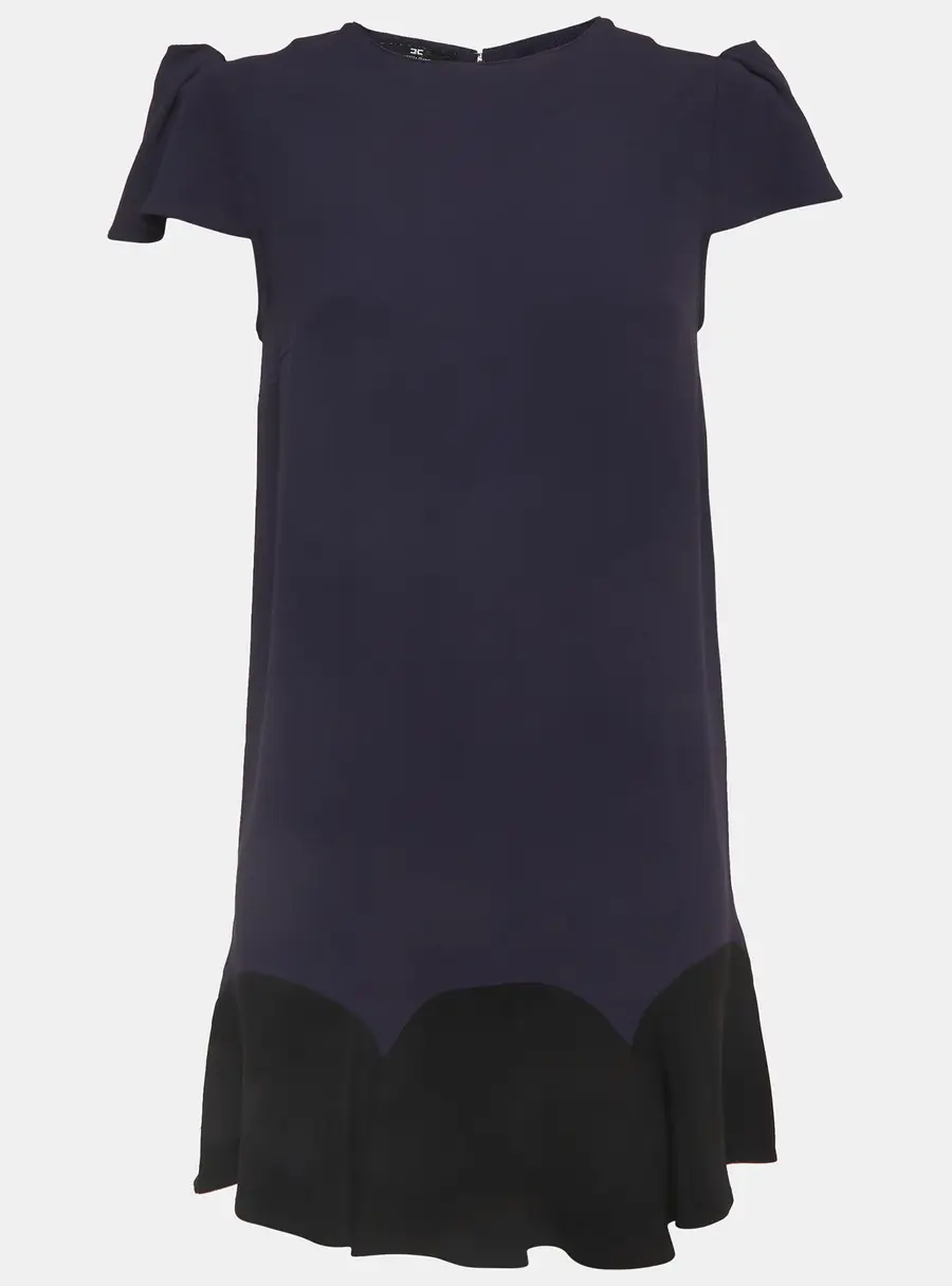Elisabetta Franchi Blue Crepe Flounce Mini Dress M