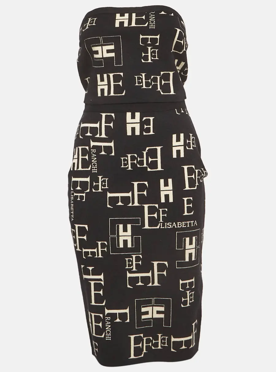 Elisabetta Franchi Black Jacquard Knit Set M
