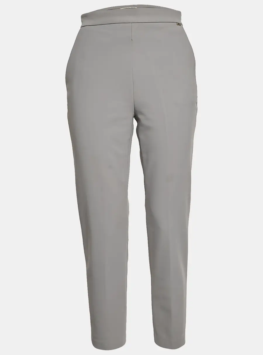 Elisabetta Franchi Grey Crepe Straight Fit Trousers M