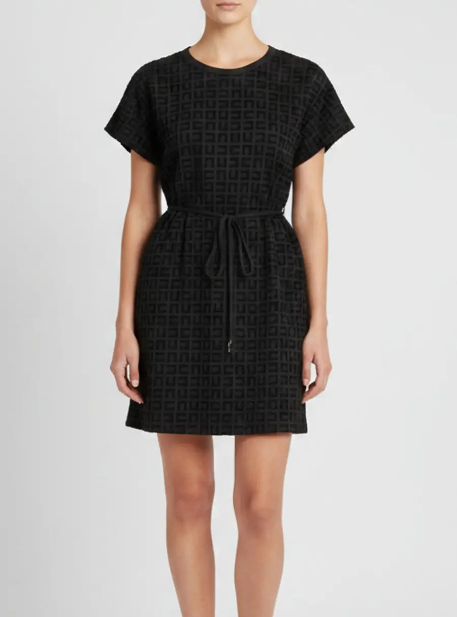 Elisabetta Franchi Black Monogram Patterned Cotton Knit Mini Dress M