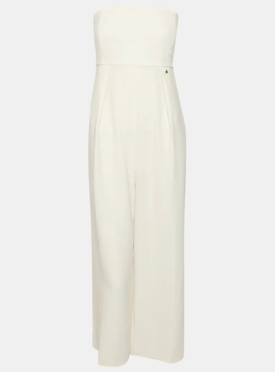 Elisabetta Franchi White Crepe Strapless Jumpsuit M