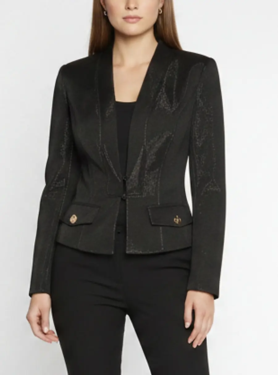 Elisabetta Franchi Black Lurex and Crepe Slim Fit Blazer M