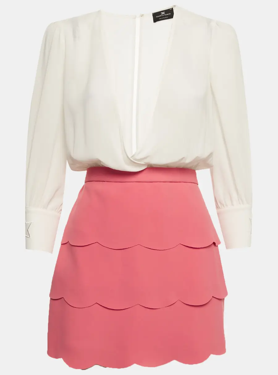Elisabetta Franchi White Plunge Neck Short Dress S