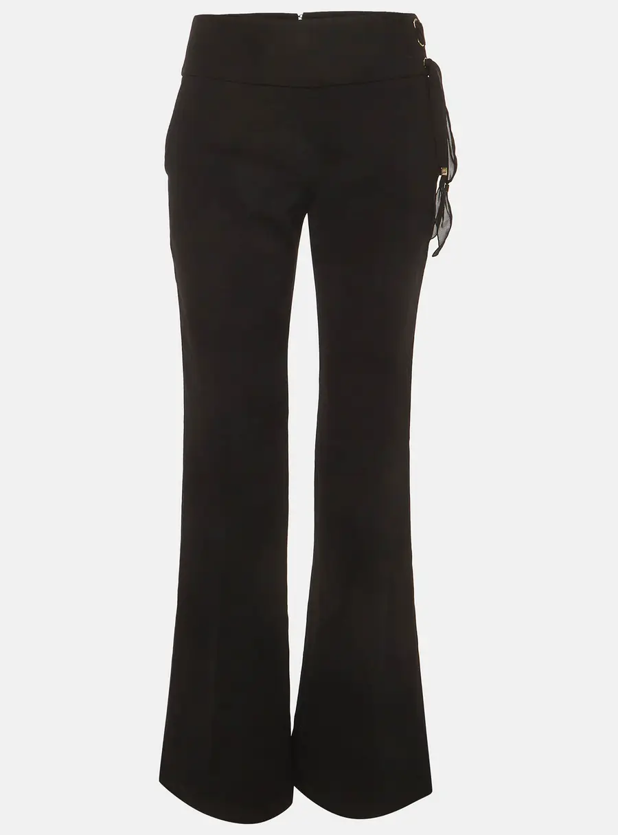Elisabetta Franchi Black Crepe Regular Fit Pants S
