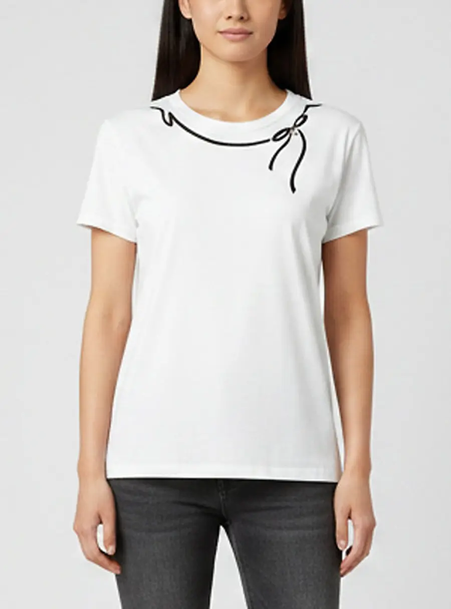 Elisabetta Franchi White Printed Jersey Short Sleeve T-Shirt L