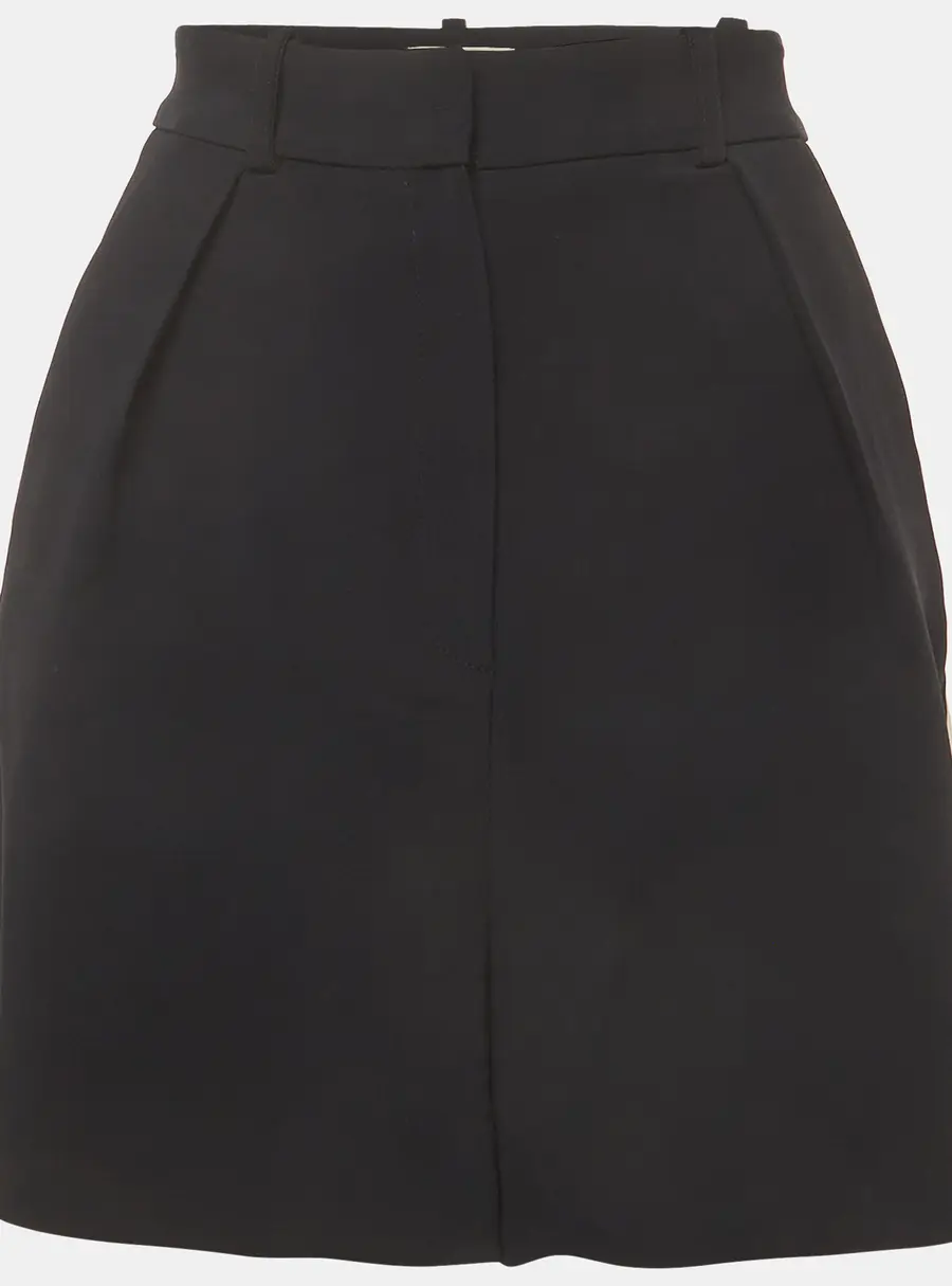 Elisabetta Franchi Black Crepe Side Stripe Regular Fit Shorts M