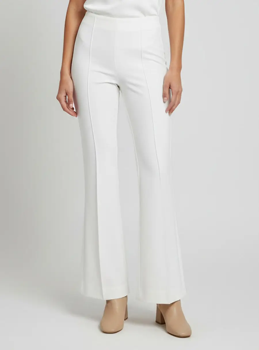 Elisabetta Franchi White Crepe Wide Leg Trousers S