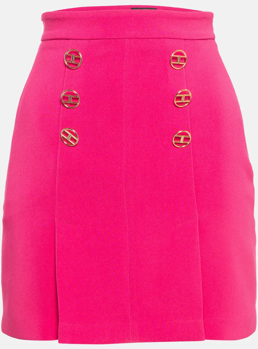 Elisabetta Franchi Pink Logo Embellished Mini Skirt S