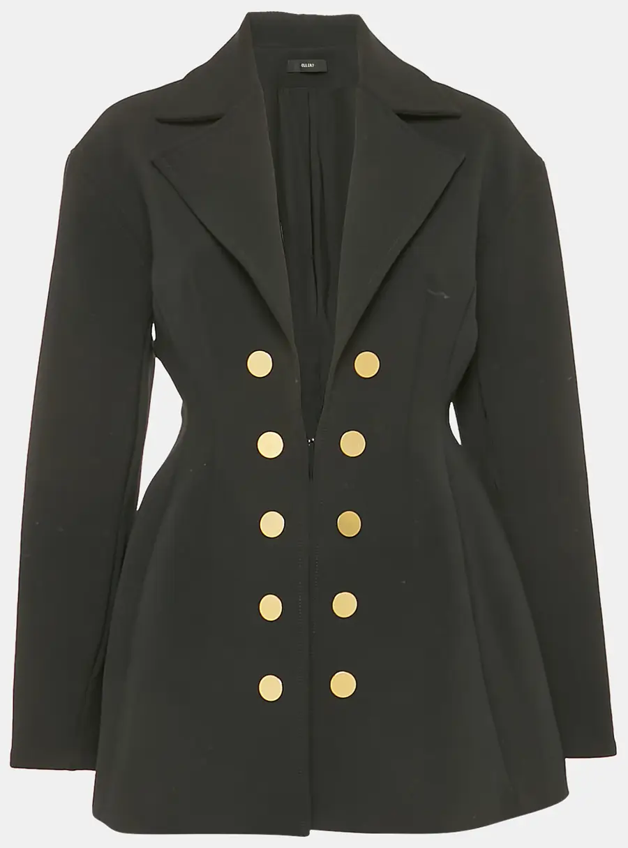 Ellery Black Gabardine Button Detail Coat S