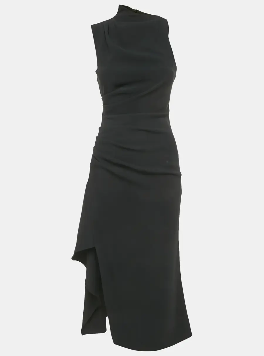 Elliatt Black Crepe High Neck Giovanna Dress XS