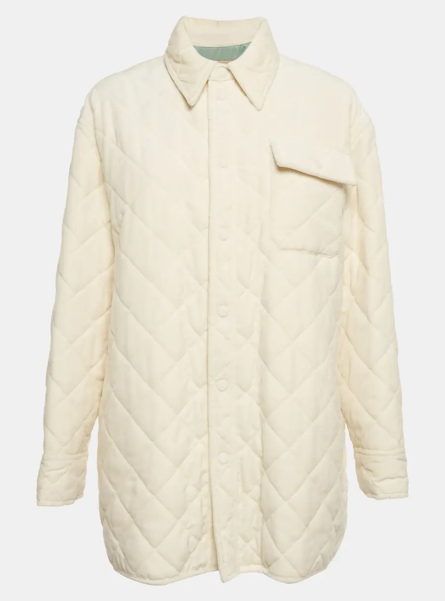 Emilio Pucci White Velvet Quilted Padded Jacket M