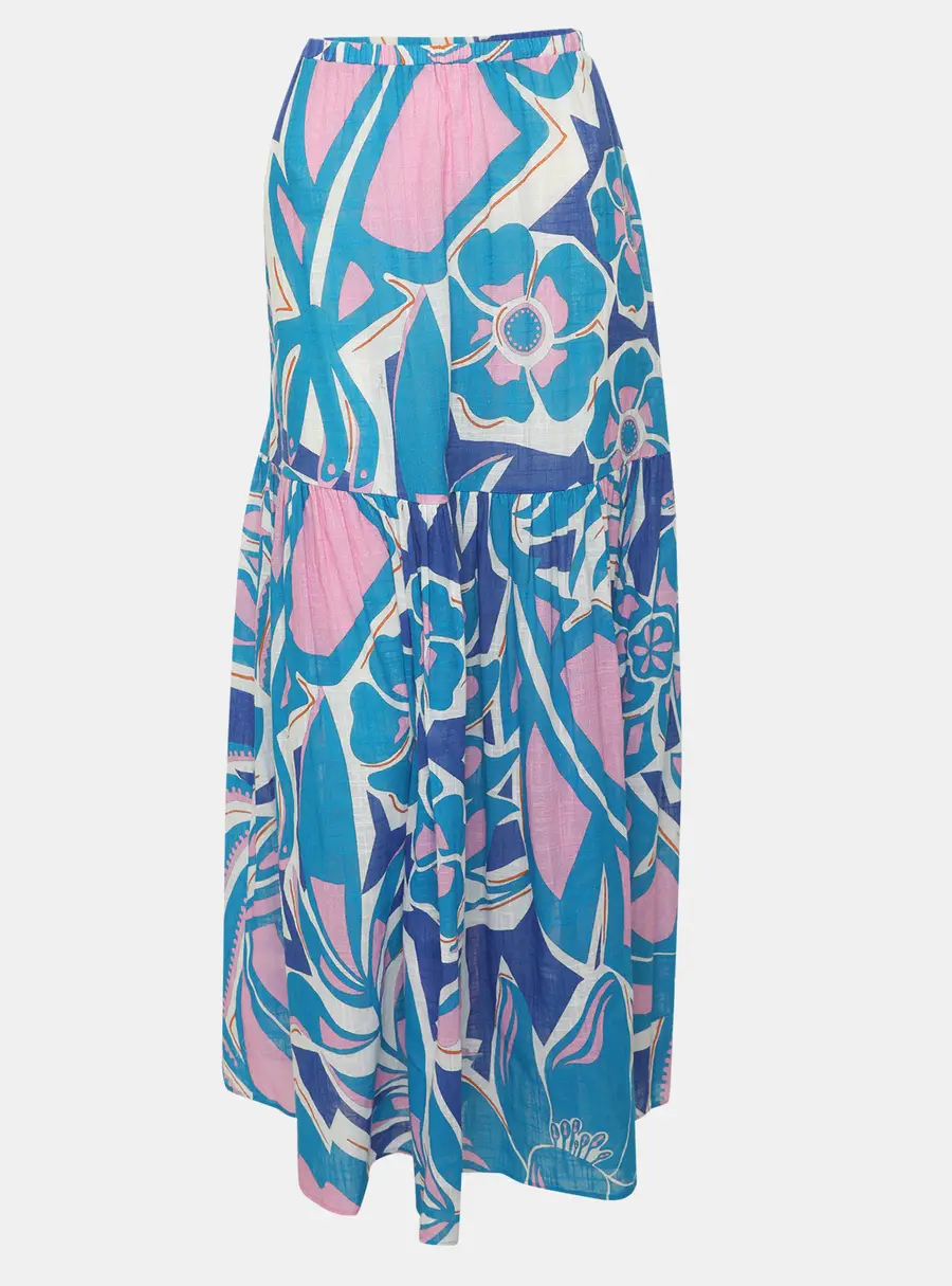 Emilio Pucci Multicolor Printed Gauze Midi Skirt S
